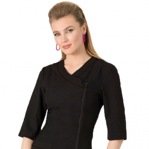 Schort zwart lange mouw met rits (Schort zwart lange mouw met rits)